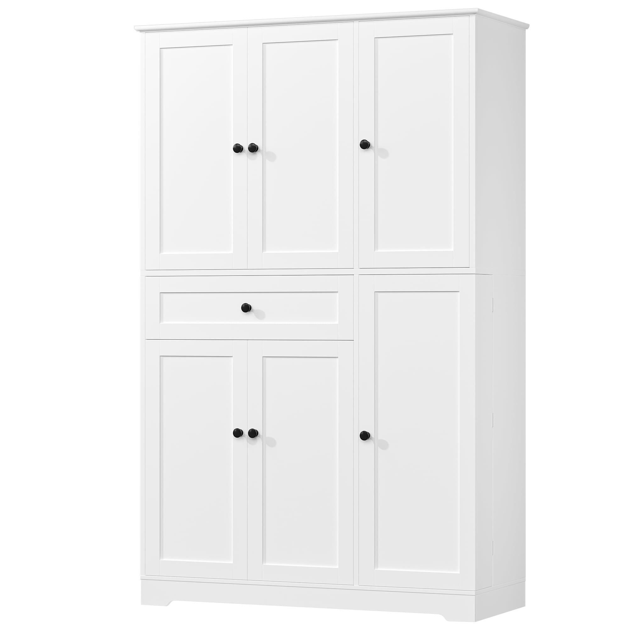 Homfa Kitchen Pantry Storage Cabinet, 68" Food Pantry Cabinet with Drawer and Door Shelf, 6 Door Freestanding Cupboard Buffet for Dining Room, White