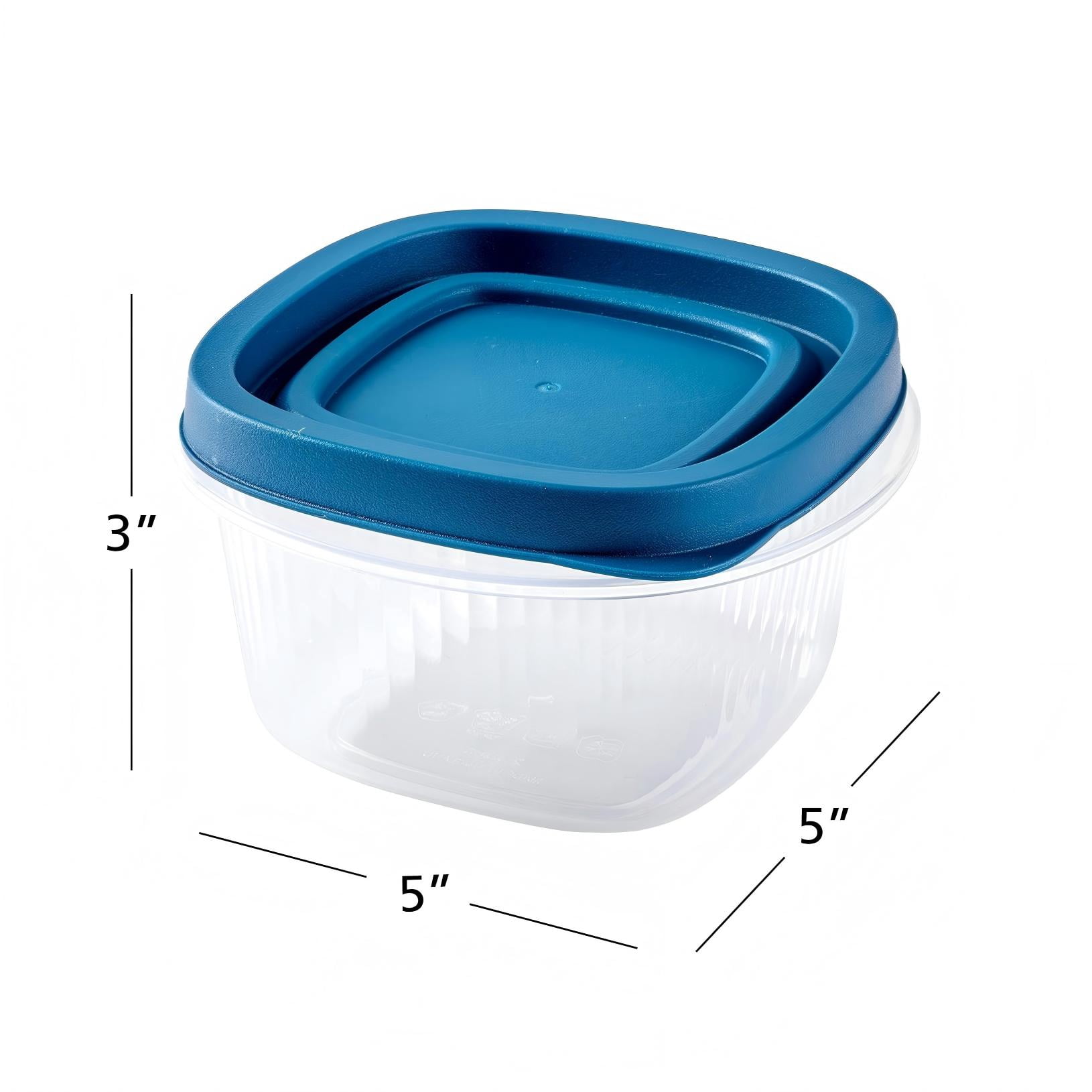 (4 pack) Mainstays Reusable Food Storage Container, Small Square, Plastic, 3-Pack, 3 Containers with Lids, 2 Cups, Ideal for Snacks and Fresh Ingredients