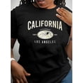 thumbnail image 1 of Camiseta para mujer con Cuello de veranoWomen's California Los Angeles Graphic T-Shirt - Black Casual Crew Neck Short Sleeve Tee with Mountain & Sun Design, Comfortable Summer Top for Casual AttireF, 1 of 7