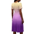 thumbnail image 6 of Laqbezok Ombre Gradient Midi Dress, Casual Short Sleeve Cross V-Neck A-Line Summer Dresses, Fashion High Waist Empire Waist Party Vacation Dress, 6 of 6