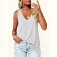 thumbnail image 5 of vzibsiv Womens Flowy V Neck Cami Tank Top Sleeveless Resort Wear Soft Summer Beach Shirt White L, 5 of 6
