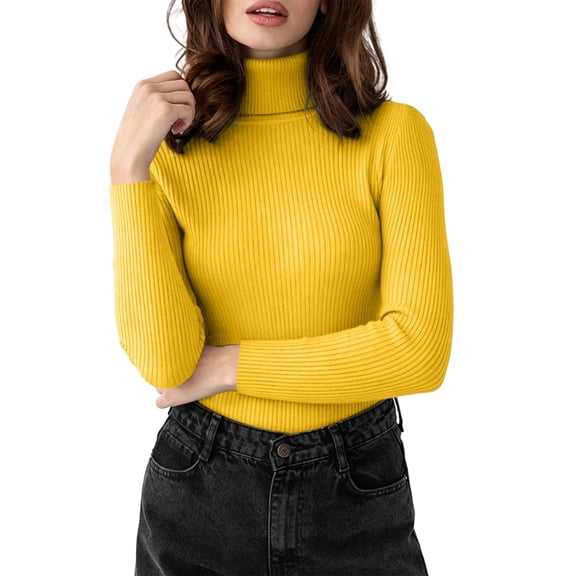Ribbed Sweaters for Women Turtleneck High Collar Long Sleeve Slim Fit Knit Pullover Top Fall Winter Sweater