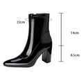 thumbnail image 4 of Leozcaa Women's Ankle Boots Pointed Toe Chunky Stacked Heel Side Zipper Faux Leather Dress Short Booties, 4 of 8