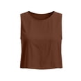 thumbnail image 5 of SSZMDLB Women Sleeveless Crop Top Round Neck Solid Basic Tank Top Casual Summer Tops Slim Fit Holiday Outfits Workout Clothes, Brown S, 5 of 9