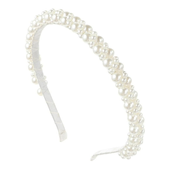 Pearl Headbands for Women Girls Comfortable Elegant Headbands White Faux Pearl Headband Cute Fancy Pearl Head Band for Teen Girls Hair Styling Accessories for Birthday White