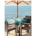 thumbnail image 3 of Outdoor Tablecloth with Umbrella Hole for Patio/Picnic/Party/Camping, Teal Green Ombre Clouds Waterproof Table Cloth Square Cover Washable, Modern Abstract Gradient Cloud (60"x 60"), 3 of 8