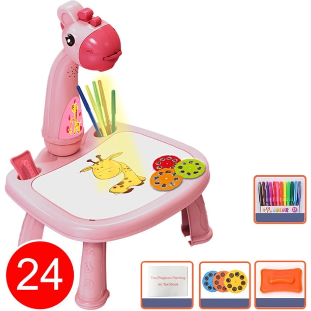 XWSHYW Juguetes para Niños Escritorio Inteligente Del Proyector Del Estilo de La Jirafa Del Niño con El Juguete Ligero 5Ml de La Máquina de Pintura de Aprendizaje