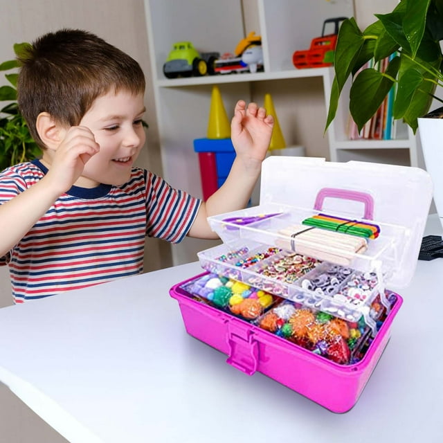 DIY Tote Box Set for Kids, Portable Craft Kit with Handle Storage, Safe Plastic Educational Toy, Hand Eye Coordination Creativity Development, 3-8 Year Old Birthday Gift Holiday Present
