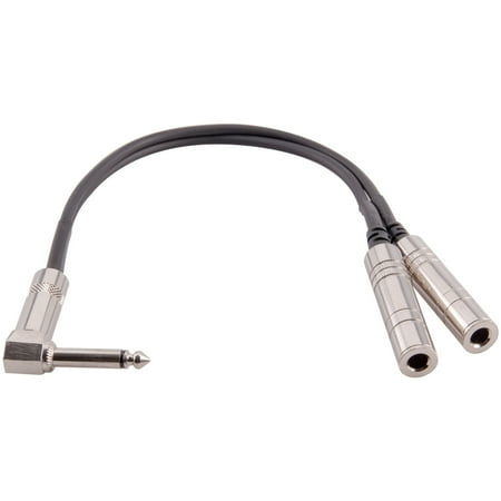 Y Cable Female Seismic Audio 1 Foot Right Angle 1/4 Inch Male to Dual 1/4 Inch Female Mono Y Splitter Cable - SA-Y26 ()