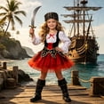 thumbnail image 2 of Kogui Cute Scarf Matching Sundress Two-Piece Set Kids Halloween Cosplay Small Party Outfit (Red, 5-6 Years), 2 of 9