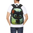thumbnail image 4 of Balery Cute Big-Eyed Black Cat Mochila para hombre y mujer - Tela Oxford 600D resistente - Gran capacidad, resistente al agua, ideal para la escuela, viajes y senderismo, 4 of 6
