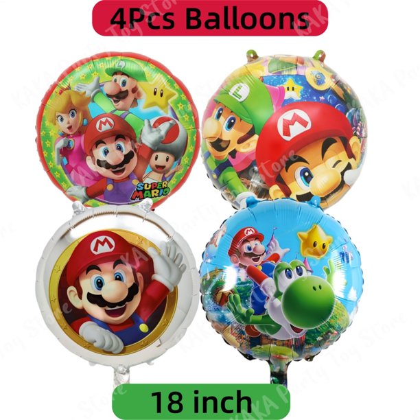 Decoraciones de cumpleaños de Super Mario, globos de dibujos animados de Mario Bros, vajilla de papel, pegatinas, telón de fondo para fiestas infantiles, suministros, juguetes, regalos