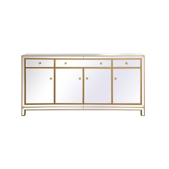 Reflexion 72 in. mirrored credenza in gold