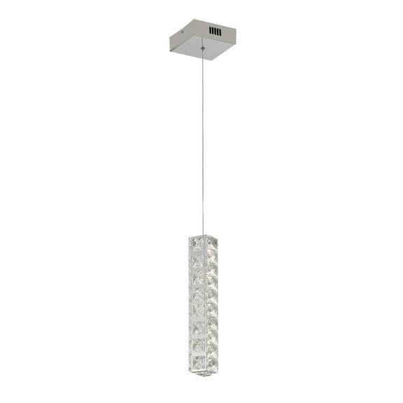 Bethel International LED Single Pendant Lighting Chrome Metal & Crystal