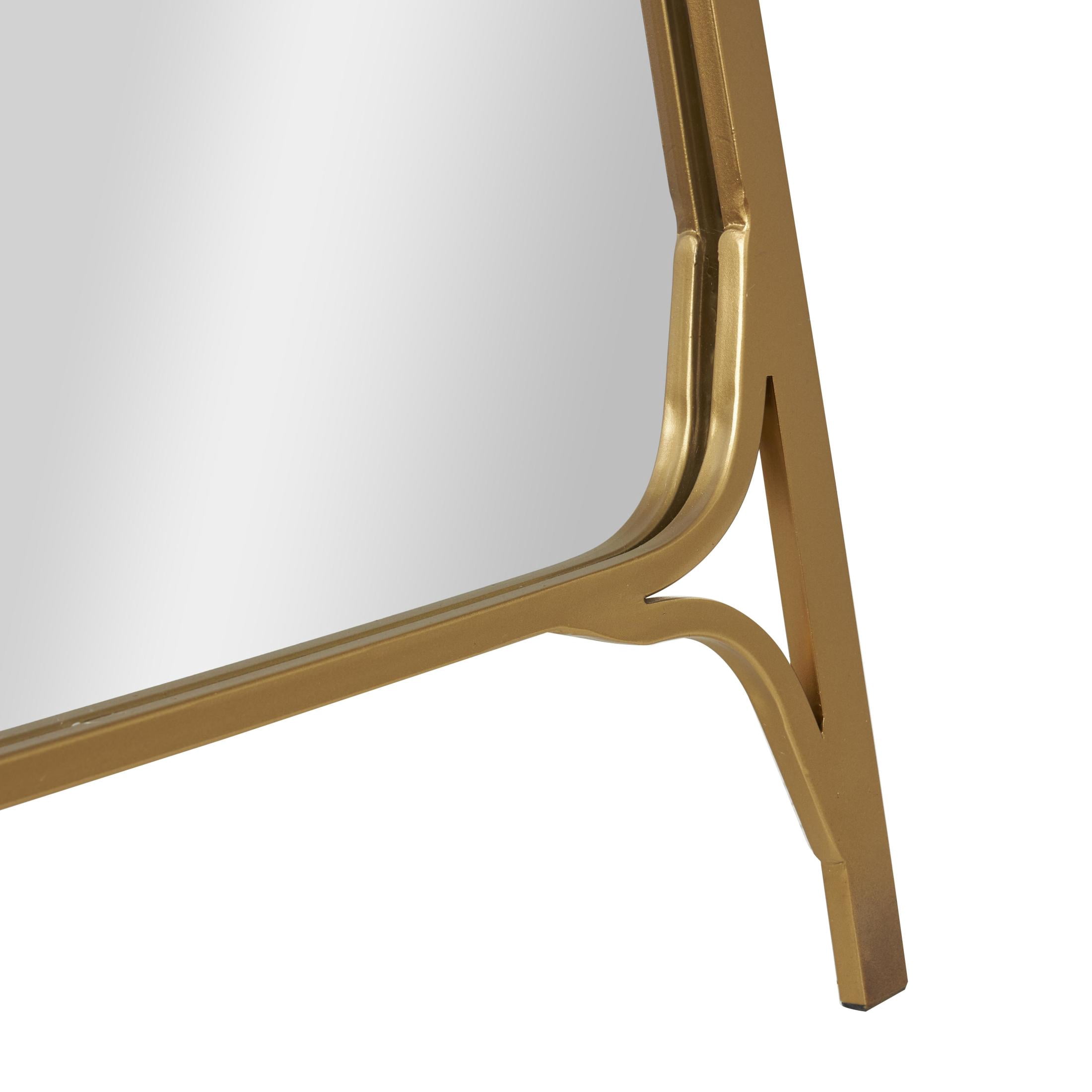 DecMode 18" x 65" Gold Metal Arched Freestanding Foldable Floor Mirror