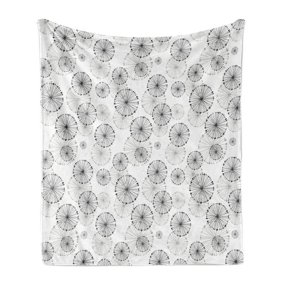 Abstract Soft Flannel Fleece Throw Blanket, Dandelion Concept Blowball Flower Silhouette Nature Inspirations Vintage Design, Cozy Plush for Indoor and Outdoor Use, 70" x 90", Dried Rose, by Ambesonne