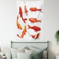 thumbnail image 4 of Koi Fish Tapestry, Legendary Koi Fish Band Chinese Good Fortune and Power Icon Tranquility Image, Wall Hanging for Bedroom Living Room Dorm Decor, 60W X 80L Inches, Orange White, by Ambesonne, 4 of 5
