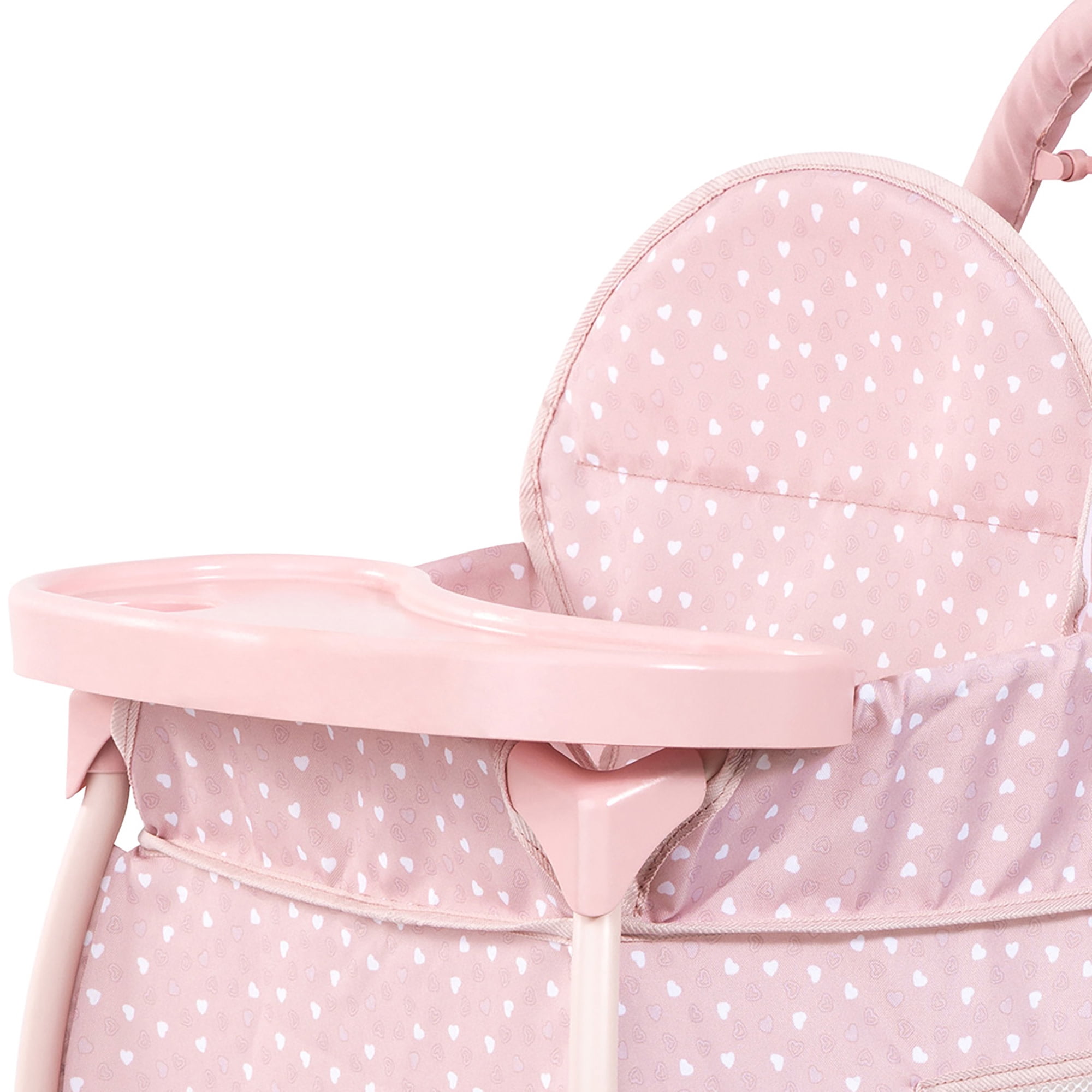 Bayer Design: Doll Multi-Bed - Soft Pink & Polka Dot - Sleep Playpen, Built-In Feeding Highchair, Pillow-Blanket, Care Center Fits 18" Dolls, Kids 3+