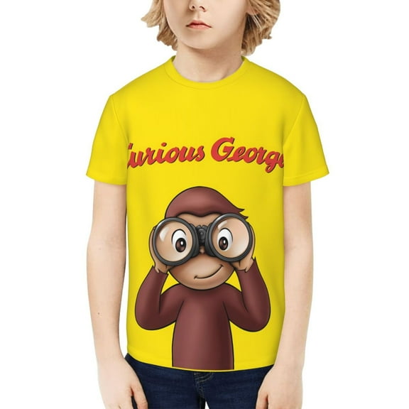 Curious George Kids Tshirt Short Sleeve Crewneck T-Shirts Boys Girls 3D Cartoon Casual Shirts