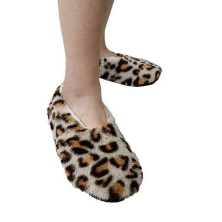 ZHAGHMIN House Slippers For Women Trendy Casual Women Slides Slippers Fashion Leopard Plush Slippers For Indoor Outdoor Slippers Leopard Print Round Head Cute Autumn And Winter Home Plush Women