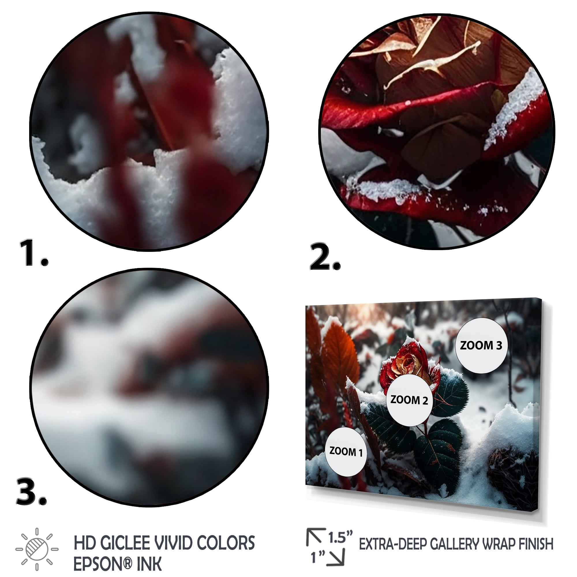Designart A Blooming Red Rose Flower In Winter III Canvas Wall Art