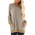 thumbnail image 2 of CEHVOM Blouse d'Été Décontractée à Manches Longues pour Femmes Col Rond Hauts Unis T-Shirt Liquidation, 2 of 7