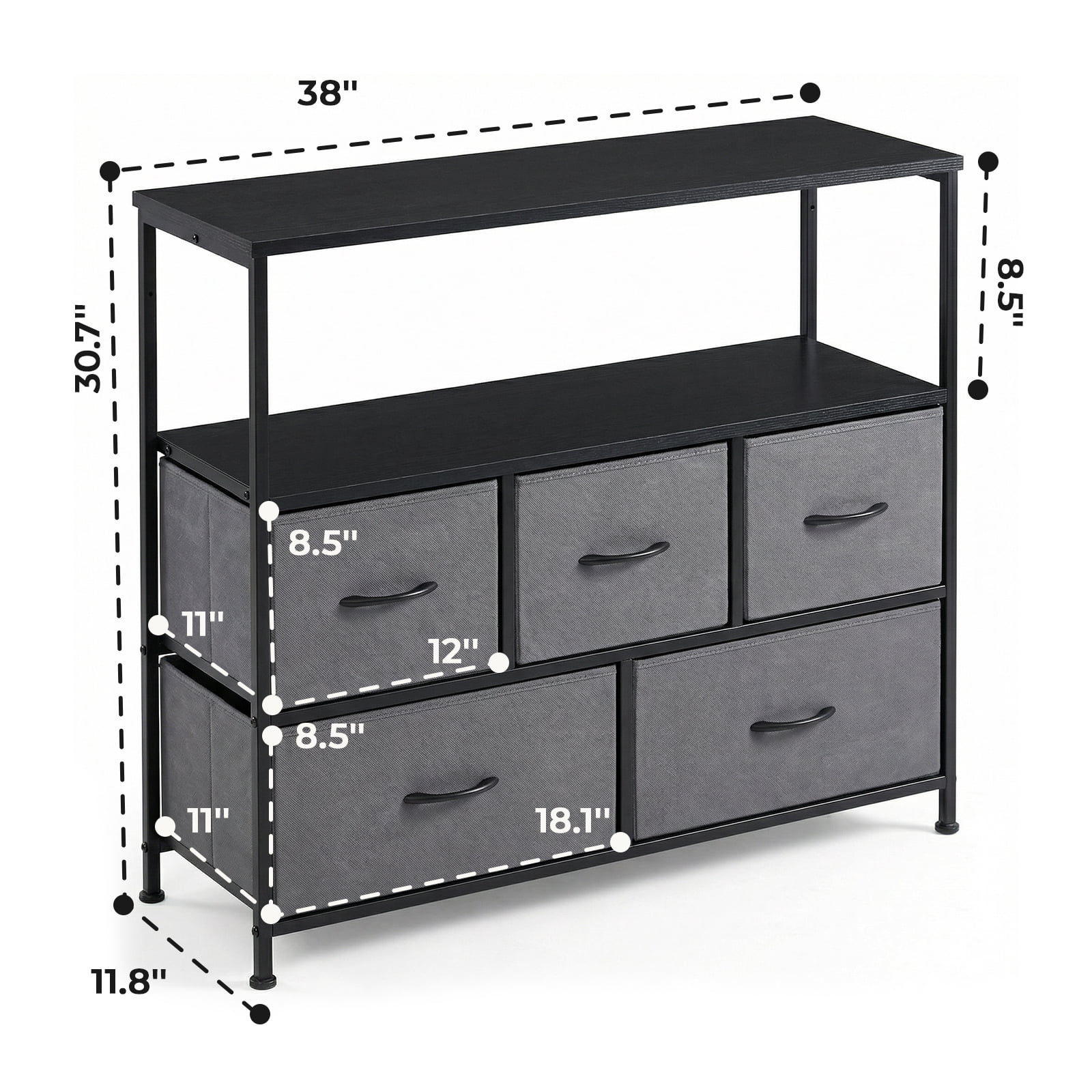 Alvantor Tall Dresser Fabric Storage Tower ,Wooden Top for Kid Room, Closet, Entryway, Nursery