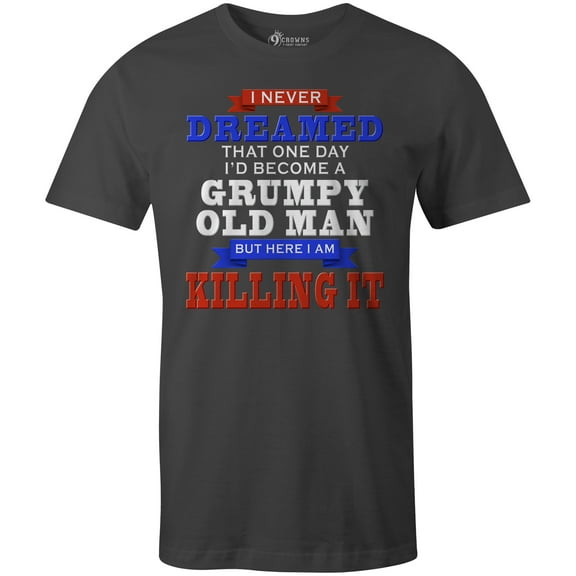 9 Crowns Tees Men's Grumpy Old Man Funny Sarcastic T-Shirt (Heavy Metal, Medium)