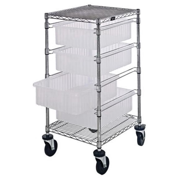 Quantum Storage BC212434M1CL Clear Plastic Storage Bin Wire Shelving Transport Cart