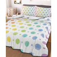 thumbnail image 3 of Quilts Full Size Bedding Set, Colorful Polka Dot Lightweight Quilted Comforter, Cartoon Watercolor Geometric Soft Reversible Bedspread Coverlet with Pillow Covers for All Season, 78" x 90", 3 of 7