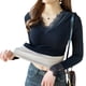 thumbnail image 1 of Jumpingount Ropa interior Ropa de otoño Vellón de encaje grueso Camiseta con cuello en V Lencería de fondo delgada Camiseta interior de manga larga Camisetas sin mangas Negro Jumpingount AP013792-02, 1 of 1