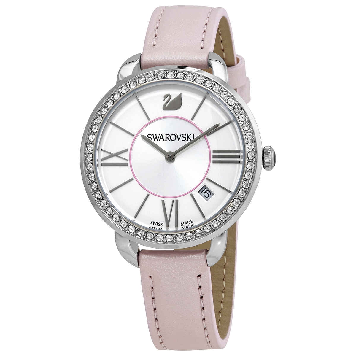 swarovski octea sport zebra swiss made women's black watch 50 meters 5040563