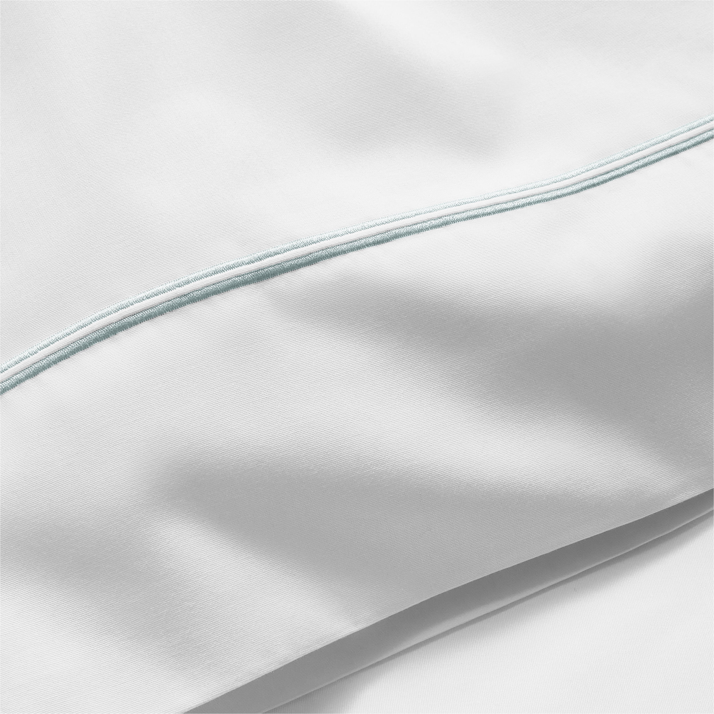 Hotel Style 4-Piece 300 Thread Count White Pima Cotton Bed Sheet Set with Light Green Hem, King , Double marrow Hem , Adult/Teen