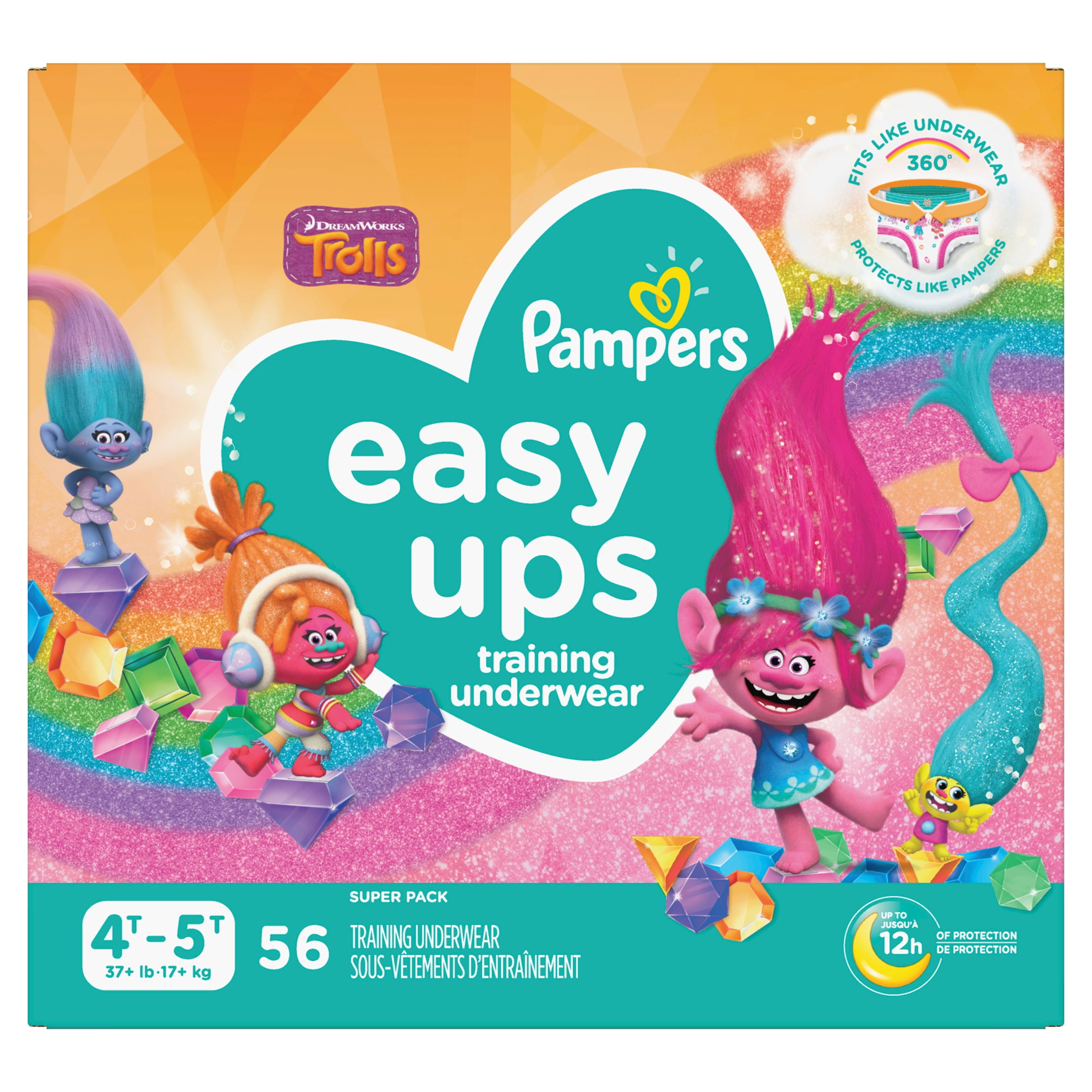 Packaging May Vary Super Pack Pampers Easy Ups Pull On Disposable Potty Training Underwear for Boys and Girls 4T-5T Size 6 56 Count 