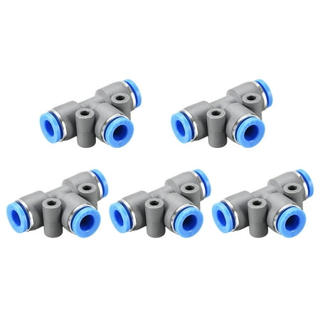 

Push To Connect Air Fittings Tee Tube Connect 6mm OD Grey Push Lock 5Pcs