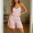 thumbnail image 2 of Pajamas Dqueduo Women's Striped Camisole & Drawstring Shorts Loungewear Set – V-Neck Sleepwear, 2 of 7