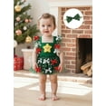 thumbnail image 3 of Miaouyo 0-18 Months Infant Baby Girl Christmas Romper Dress Bow Star Flying Sleeve Mesh Romper and Bow Headband 2 Pcs Set, 3 of 9