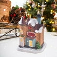 thumbnail image 4 of Estatua de casa iluminada, luz, pueblo, miniatura, resina, decoración navideña, jardín Estilo A, 4 of 7