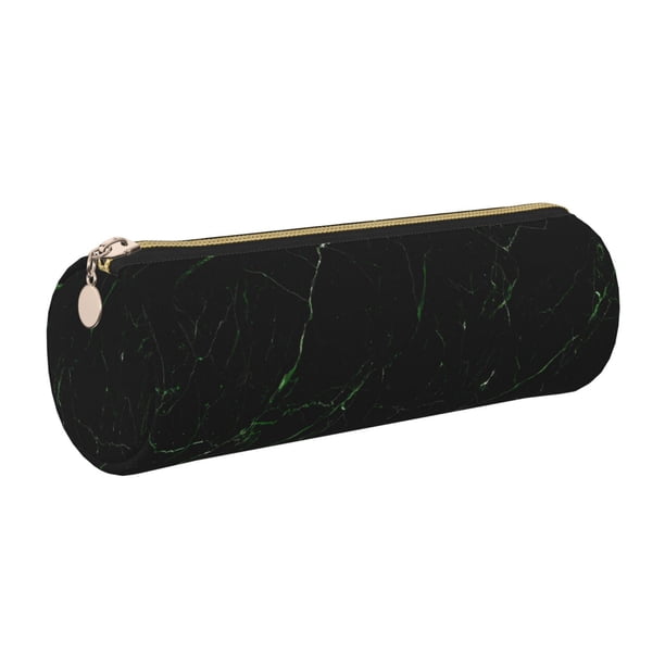Disketp Black Marble Estuche Organizador de Lápices de Cuero, Estuche de Oficina con Cremallera para Bolígrafo y Lápiz