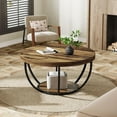 thumbnail image 6 of AEGFKD Round Coffee Table, 31.7" Wooden 2-Tier Circle Coffee Table with Storage Shelves, Modern Accent Cocktail Table Center Table for Living Room, Rustic Brown, 6 of 9