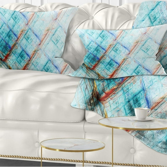 Designart Light Blue Metal Grill - Abstract Throw Pillow - 12x20