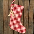 thumbnail image 4 of Perfect Red 5 Quilted Plaid Gingham Homespun Christmas Stocking with Personalized Letter A Charm by Marilee Home, 4 of 7