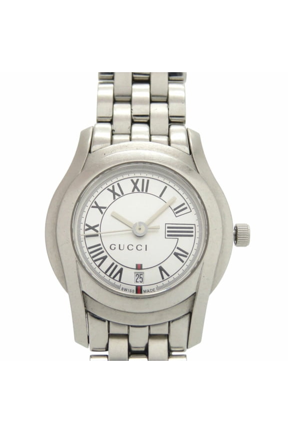 Pre-Owned Gucci 5500L Stainless Steel Silver Quartz Watch 1761GUCCI (Good)