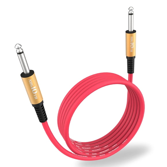 Cable para guitarra Augioth GC-11 de 6 m/20 pies, recto a recto, rojo