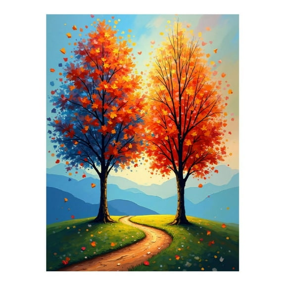 Diamond Art Kit for Adults, Colorful Autumn Tree Print No.9 Diamond Painting for Adults Beginners, 5D DIY Diamond Art Painting Kits, Colorful Diamond Painting Craft for Home Decor 12x16