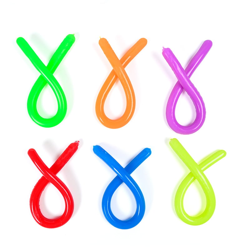 6pcs Stretchy Noodle String Neon Kids Childrens Fidget Toy Stress Relief B7B9 