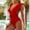 Red, variant on Babysbule Swimsuits for Women Women's Solid Color Ruffled Backless Chest Pad Swimsuit Beachwear Set