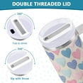 thumbnail image 5 of 30 oz Tumbler With Handle Stainless Steel Insulated Tumbler With Lid for Car Cup Holder Gingham Heart-shaped Pattern, 5 of 9