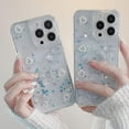 thumbnail image 3 of Phone Case for iPhone 12,Cute 3D Bear Glitter Bling Pearl Love Heart Clear Design for iPhone 12 Case Women Girl Shockproof Camera Protect-6.1'', 3 of 13