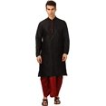 thumbnail image 1 of Devyom Men's Silk Straight Regular Fit Dhoti Kurta Set (Black, 40), 1 of 1
